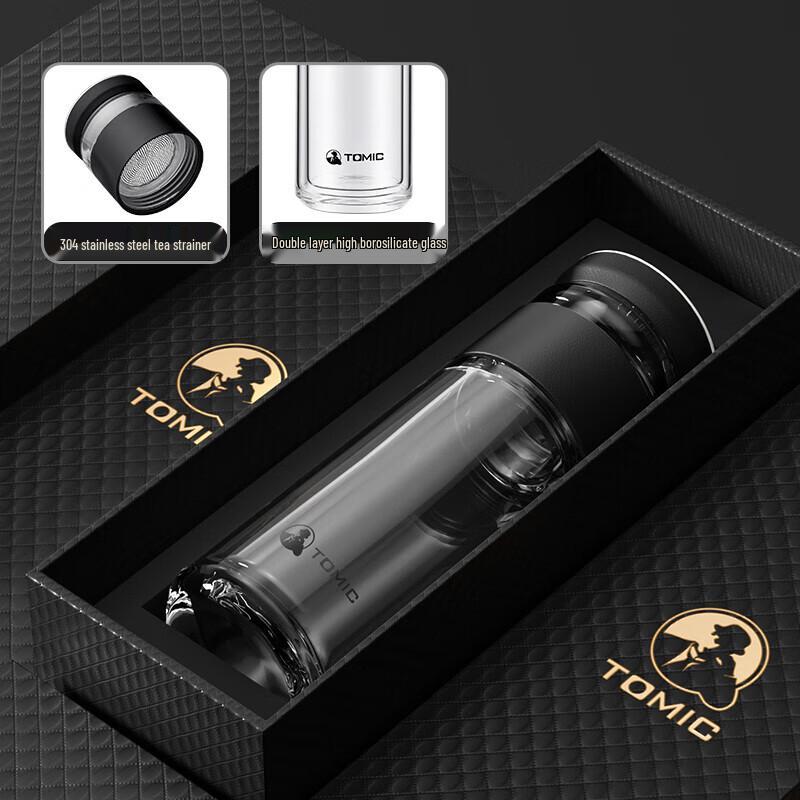 TOMIC Double Wall Glass Tea Infuser Bottle