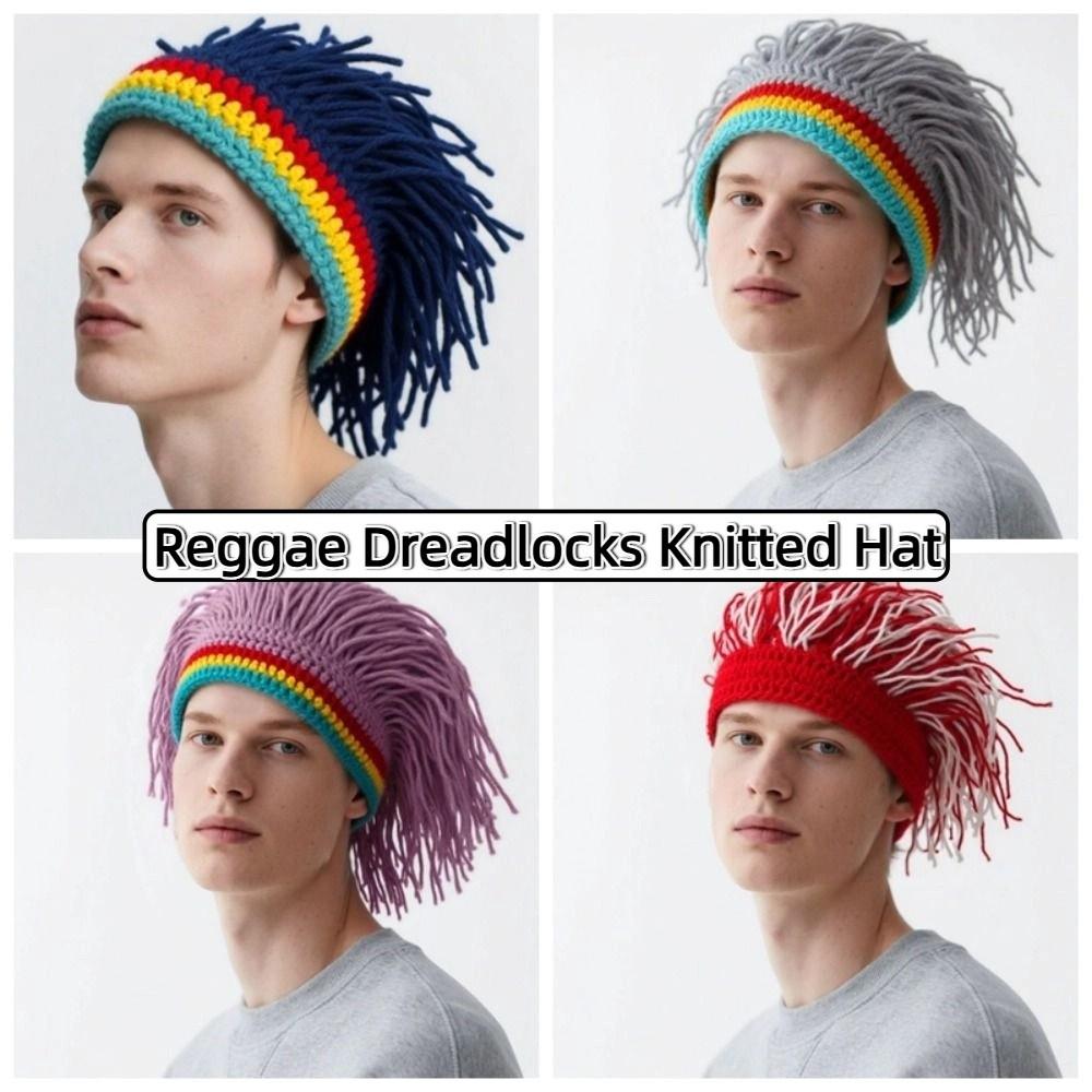 Thick Reggae Dreadlocks Knitted Hat Synthetic Hair Braid Hat Hip Hop Beanie Balaclava