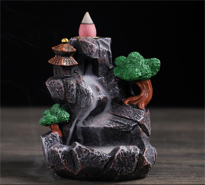 Водопад Подставка для благовоний Гора Подставки для благовоний С конусами для обратного потока Палочки для благовоний для дома офиса ароматерапии