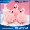 Flamingo Pink Heart Bath Flower Scrubber for Adults & Kids - Cute & Girly Bath Ball Lather Tool