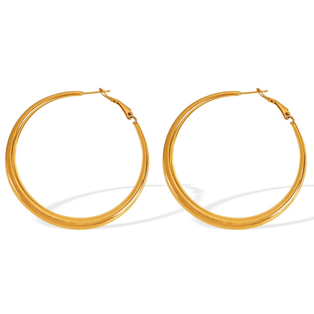 Retro High-End Titanium Steel Circle Earrings - Versatile European and American Fashion Jewelry for Women
