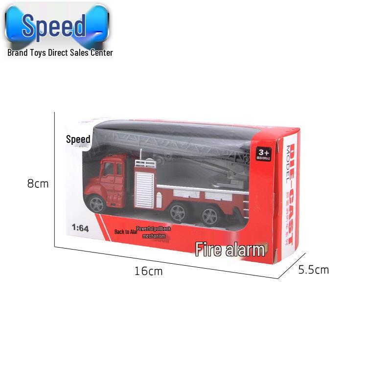 Hot-Selling Kids' Pull-Back Alloy Fire Rescue Ladder Truck Toy Model