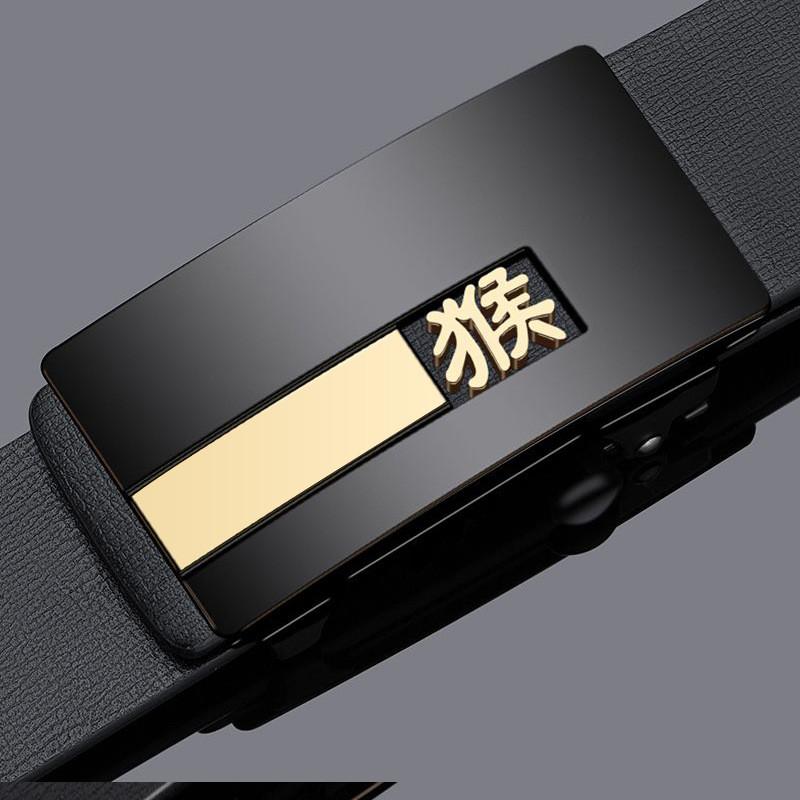 Chinese Zodiac Automatic Buckle Belt For Men With Leather Finish Style Business