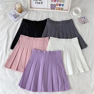 Black Skirt Female Summer High Waist Gothic Anti-Glare A-Line Pleated Skirt Short Skirt Purple Ins Tide Ulzzang Skirt