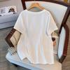 Women's Plus Size Slimming Loose Mid-Length Round Neck T-Shirt (Short Sleeves) 