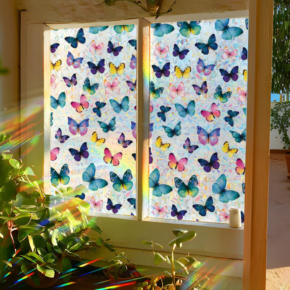 Laser-cut Iridescent Butterfly Living Room Home Décor Static Cling Window and Door Stickers