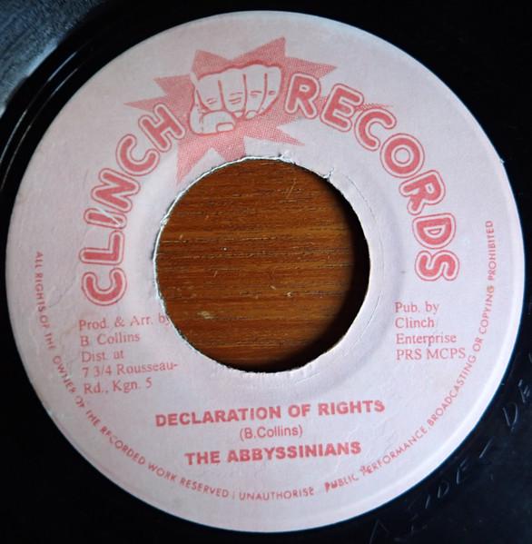 

7inch Record ABYSSINIANS SIR HARRY 2 Declaration Of Rights Musical Rig NONE Clinch Records Jamaica Reggae Ska Dub Used