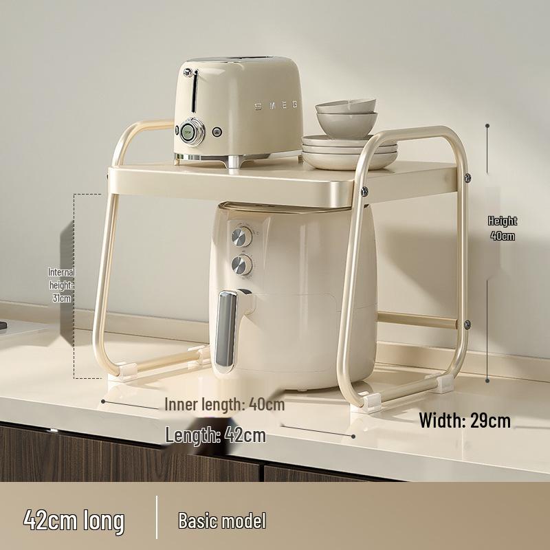 Cremefarbenes Doppelschicht-Küchenregal im Stil für Mikrowelle und Reiskocher