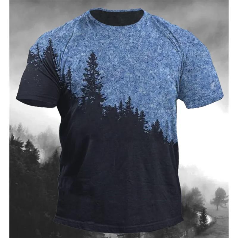 Vintage Tree Pattern 3d Print T-shirts Loose Oversized Fashion Sports Tops Street Casual Men's T-shirts