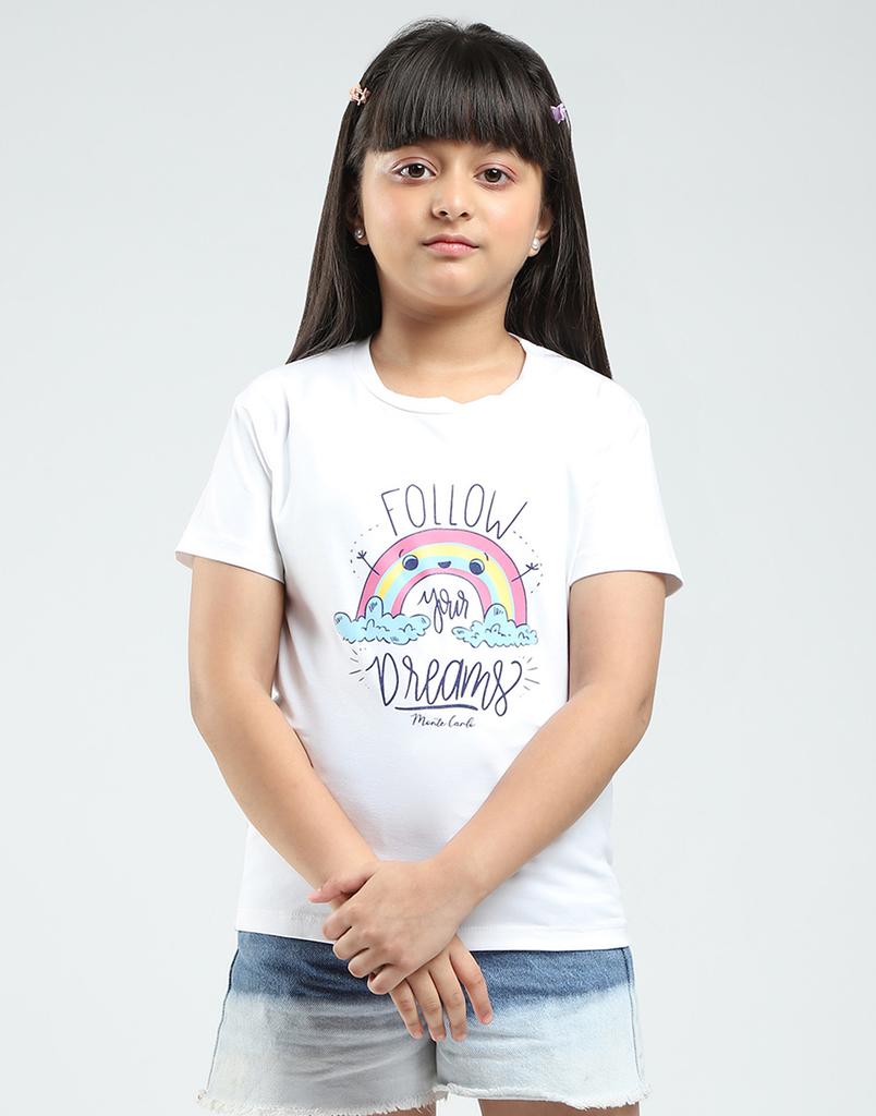 MONTE CARLO Girls Printed Round Neck Half Sleeve Tops Pack of 2