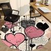 1pc Heart Print Chair Carpet for Office, Round Polyester Mat, Indoor Decor for Office, Washable Non-slip Carpet yy251219113