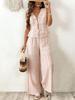 European & American Sleeveless Lace-Up Vest and Wide-Leg Pants Solid Color Two-Piece Set