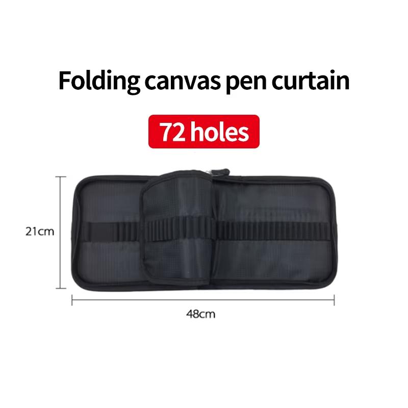 36/48/72/120 Hole Pen Curtain Black Folding Pencil Case Color Pencil Insert Professional Painting Pencil Bag Student Stationery