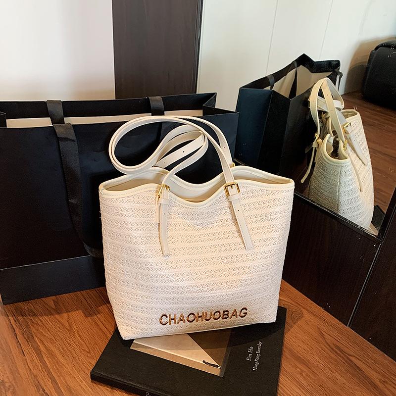 

Сумки Женские новые соломенные сумки Нишевые плетеные сумки 2025 Женские сумки Пляжные сумки Большие сумки Сумки-тоут большой вместимости белый