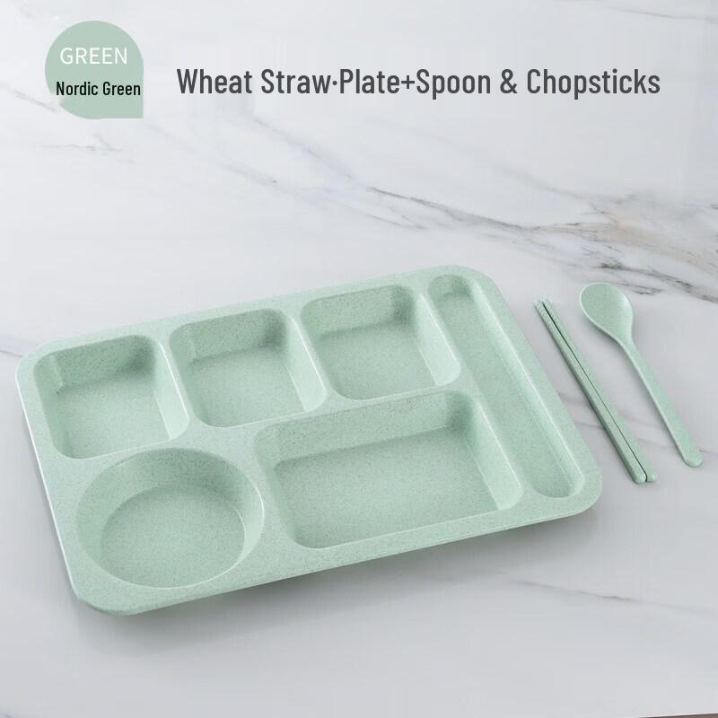 Nordic Green Wheat Straw Divided Meal Plate Set