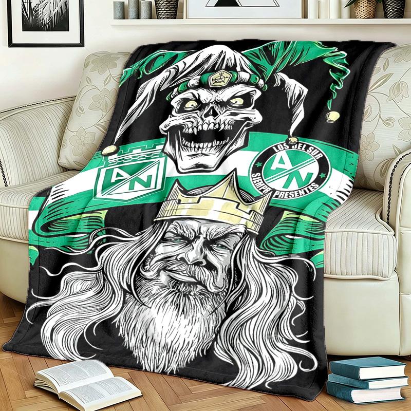 Atletico Nacional Theme Personalized Outdoor Flannel Blankets Soft And Suitable For All Seasons Perfect For Sofas Beds And Camping