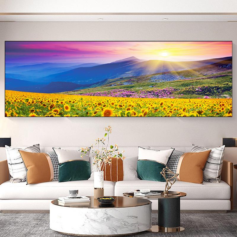 Sunflower Wall Art: Elegant Aluminum Alloy Frame for Living Room Décor