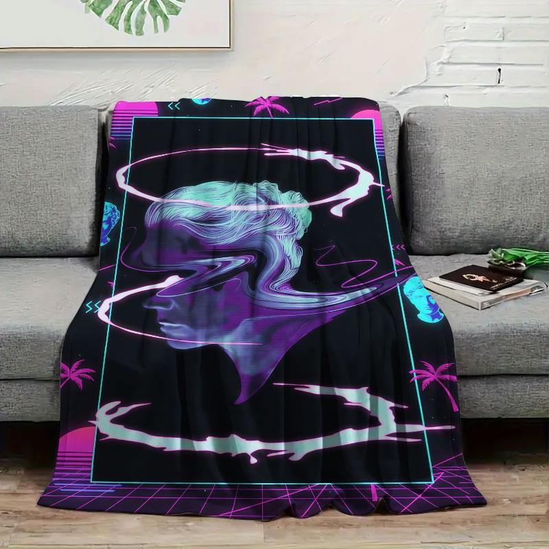 1Pc Posterillustration Print Flannel Blanket, High quality Comfortable for All Seasons, Warmth and Comfort, Perfect for Christmas Gifts