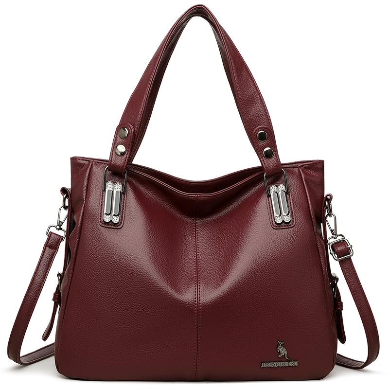 

Женская сумка-тоут однотонная сумка на плечо большой вместимости сумка для мамы среднего возраста красный