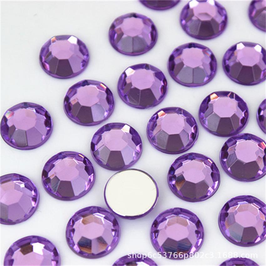 10mm Round Acrylic No-Hole Flat-Bottom Rhinestone Forehead Stickers for DIY Crafts