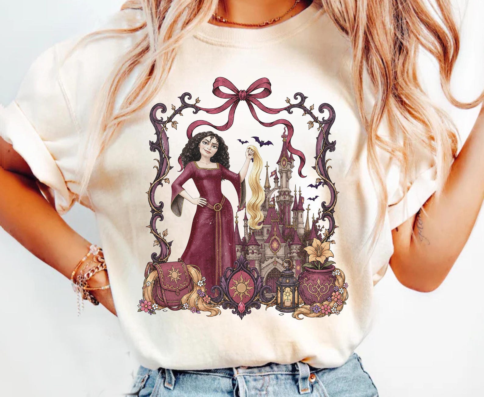 Coquette Mother Gothel Shirt, Tangled Villain Castle Tee, Disney Vacation Outfit 4XL
