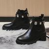 Women's Fashion Color Solid Color Ankle Boots Women's High Heel Rhinestone Chunky Heel Ankle Boots Suede Boots for Women