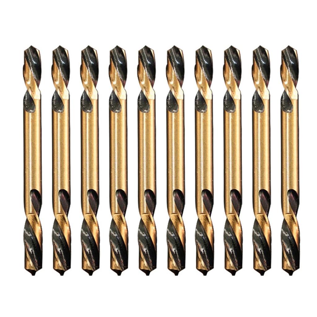 Set of 10 HSS Double Ended Auger Drill Bits for Stainless Steel Wood Aluminum Compatible with Hand Drills and Bench Drills