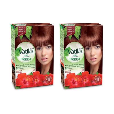 Henna Barva na vlasy - Burgundská Balení 2 ks - Vatika Naturals - Bordeaux 3.6 Barva