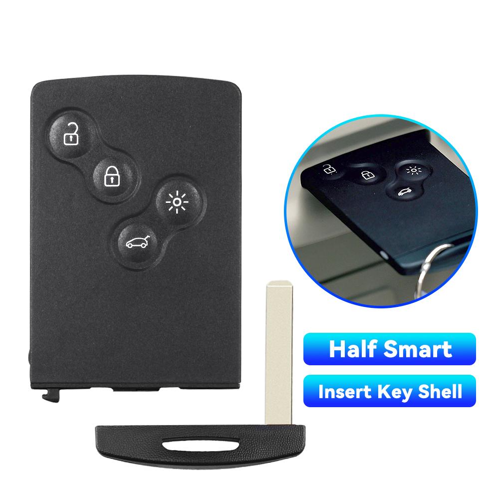 KEYYOU Fernbedienungsschlüsselhülle Für Renault Koleos Clio Megane Scenic Laguna 4 Tasten Klinge Smart-Fernbedienungsschlüsselgehäuse Notfall-Einsatz