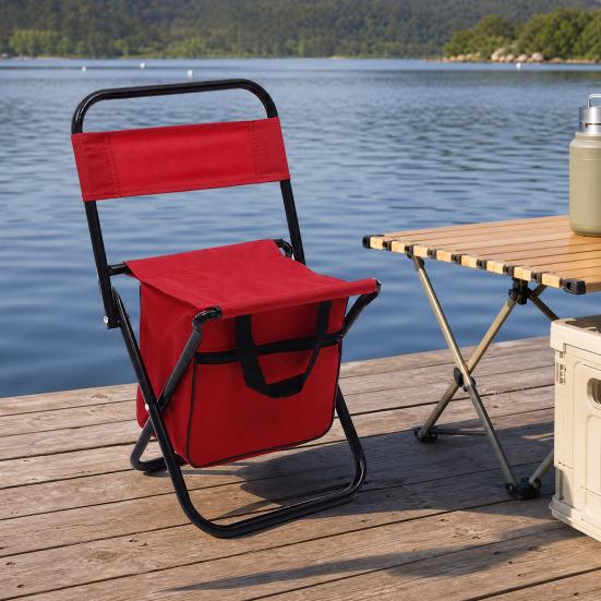 Folding Fishing Chair with Bag, Collapsible Chair with Storage & Backrest, Portable Backrest Stool for Fishing, Hunting, Camping, Travel