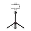 Aluminum Alloy Extendable Selfie Stick Tripod 1.3m with Dual Lights & Phone Holder - Black