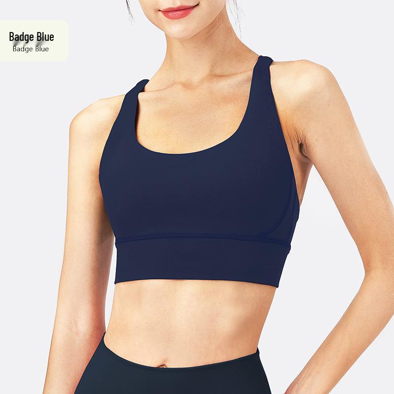 

Женский кроп-топ для йоги с перекрещенными бретелями и нагрудными вкладышами - Ударопрочный фитнес-бра для высокой интенсивности M