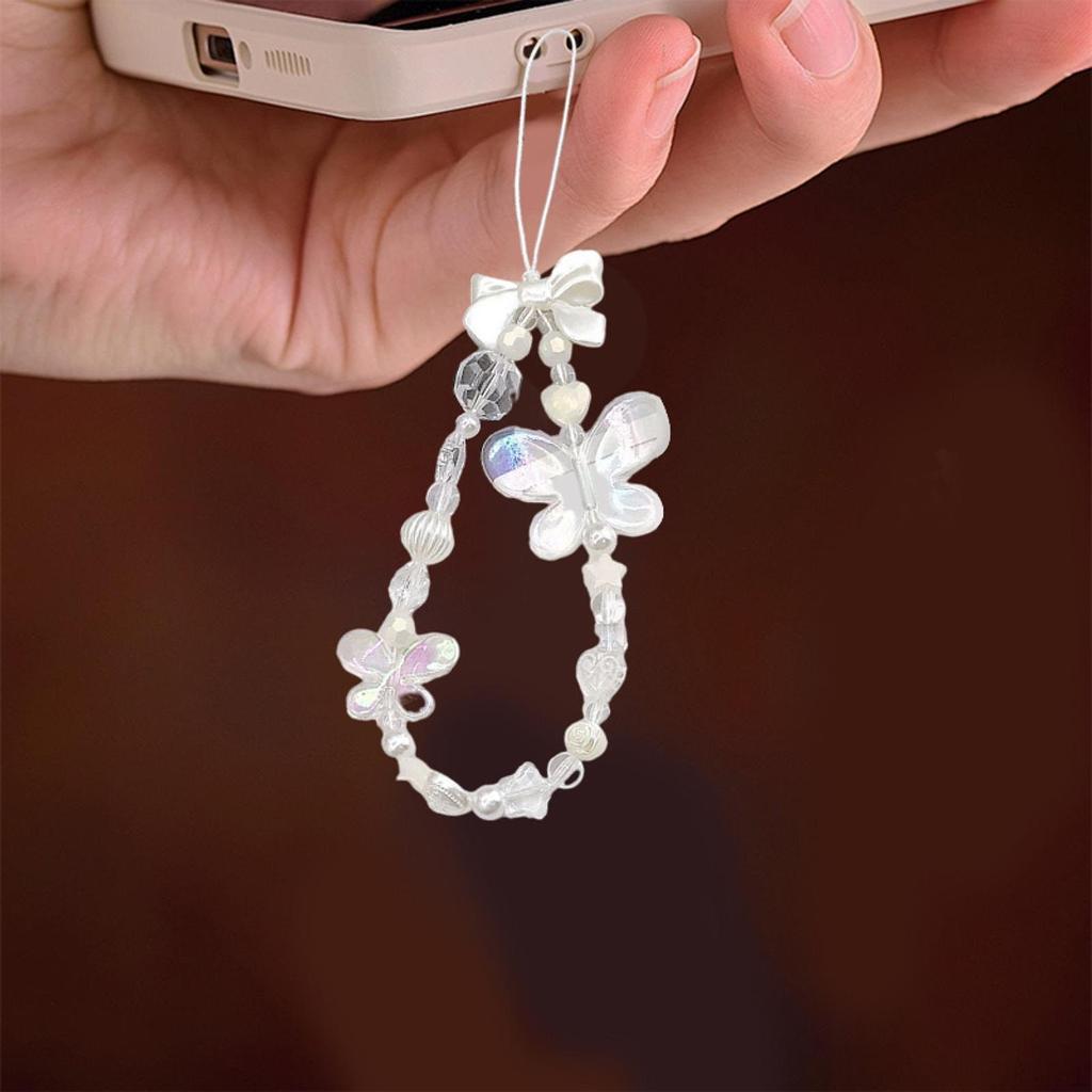 Cartoon Beaded Phone Lanyard Case Wrist Strap Wristlet Lightweight Stylish Key Chains Jewelry
