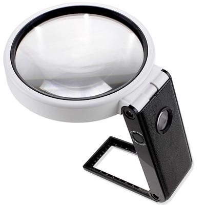 PhoenixLoupe Handheld Stand Magnifier 25x 2 Types of LED Light Term Warranty 45 Magnifying Glass Loupe [3.5x & Magnification] Lens/5 Lights/Black