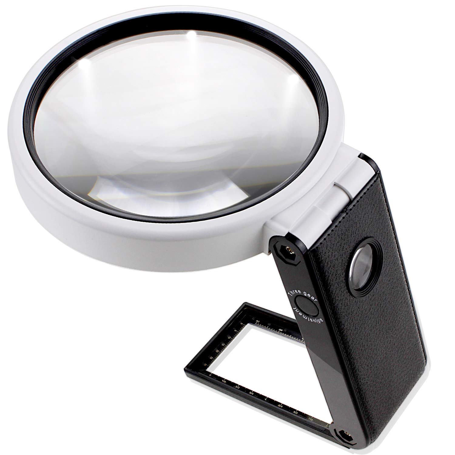 

PhoenixLoupe Handheld Stand Magnifier 25x 2 типи світлодіодних ламп Термін гарантії 45 Лупа зі збільшувальним склом [3,5x і збільшення] Лінзи/5 ламп/чорні чорний