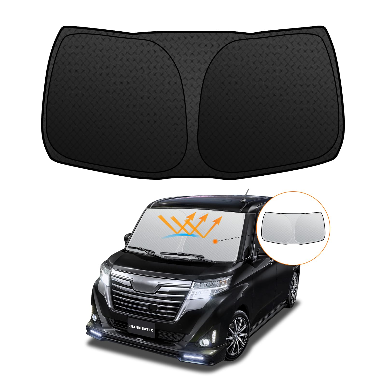 

Toyota Roomy Tank Windshield Sunshade UV No Suction Cups Light Blocking and Insulated Summer UV Easy Installation and Includes Storage Bag [Enhanced чёрный