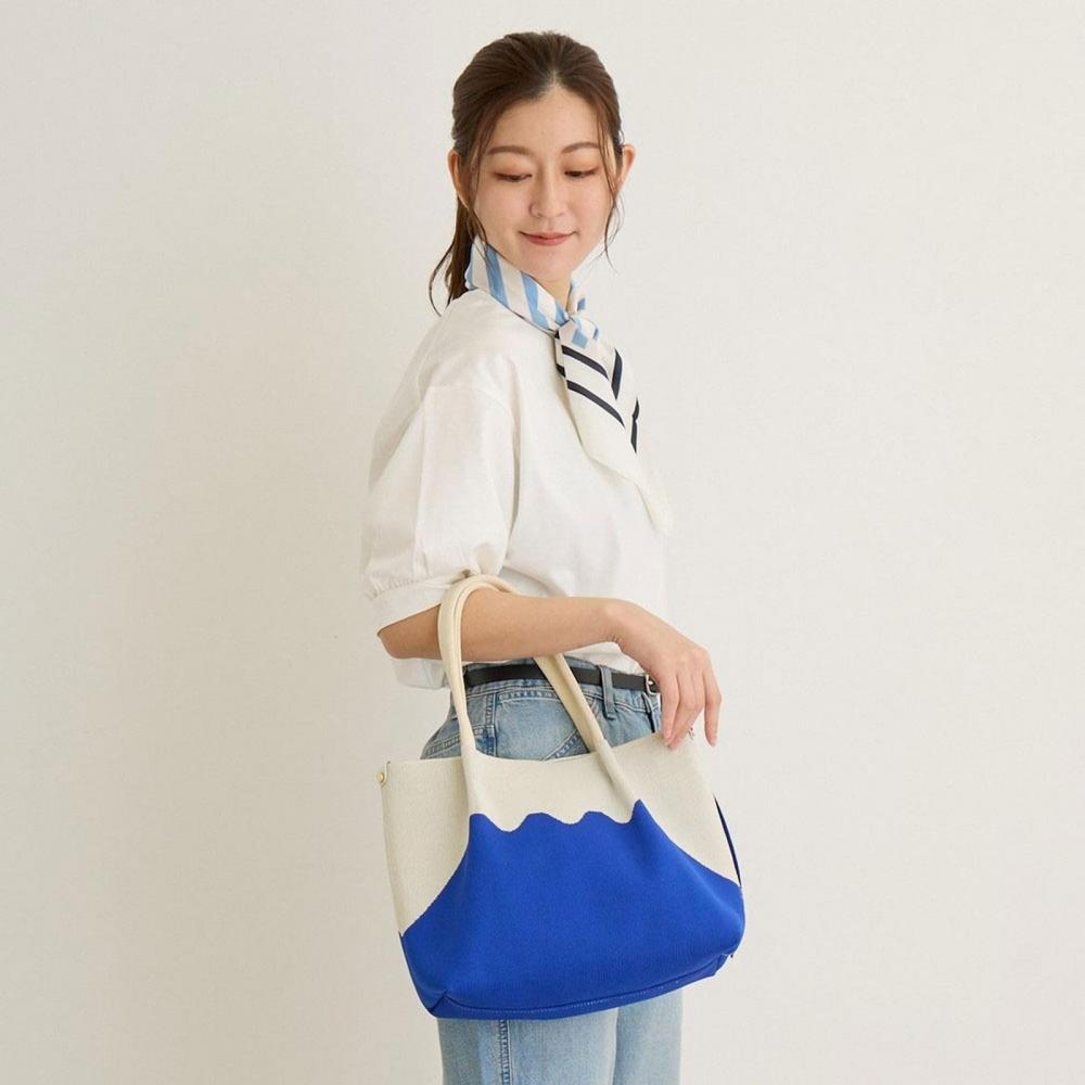 [Rootote] 2486 2487 Small Washable Knit Material Tote Bag CJ Deli Ruful (248701 Fuji Blue)