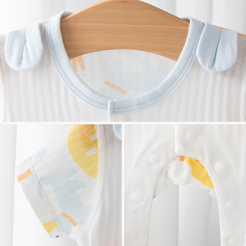 Yingbeiyi Baby Summer Pure Cotton Short Sleeve Front-Opening Romper