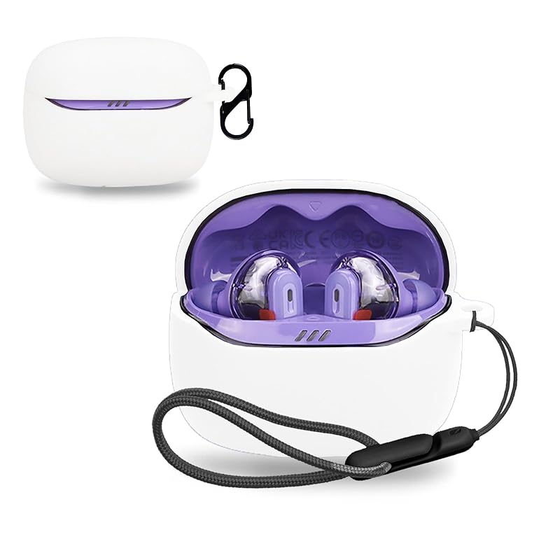 

For JBL TUNE BEAM 2 for case cover [NOUKAJU] wireless earphones silicon protective case (With carabiner + strap included) ) Fall prevention Scratch