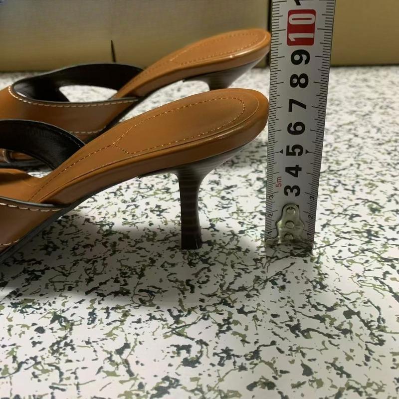Summer Women High Heeled Sandals Open Toe Vintage Brown Pu Leather Outdoor Ladies Casual Stilettos Mules Shoes