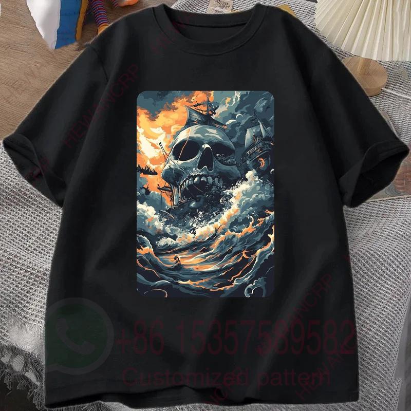 Pirate Horror TShirt Mens Tracksuit Round Neck Short Sleeves Casual Cotton Pullover Sweatwicking Breathable Sportswear