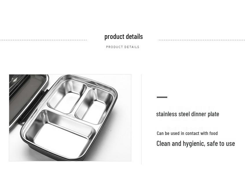 Multi-Compartment Stainless Steel Bento Box - No Flavor Mixing, Microwave Safe, Ideal for Students and Office Workers, Portable Lunch Solution