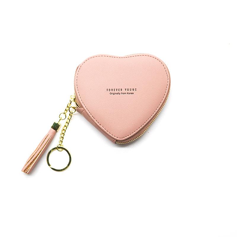 

Модные кошельки в форме сердца, мини-клатч на молнии, брелок для ключей, сумка для денег, милый маленький кошелек из искусственной кожи для девочек, одноцветный кошелек для монет