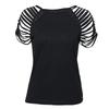 Women's clothing European and American sexy slim-fitting hollow pull-up top fashionable versatile short-sleeved crew neck T-shirt