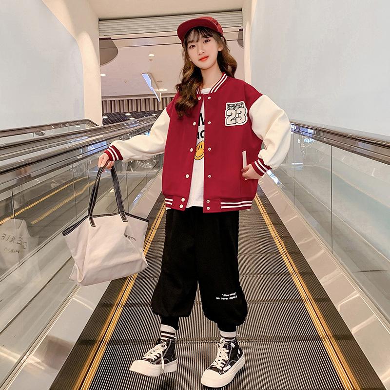2 barvy dívčí bundy dětské baseballové uniformy oblečení 5-14 let dětské sportovní oblečení kreslené bundy