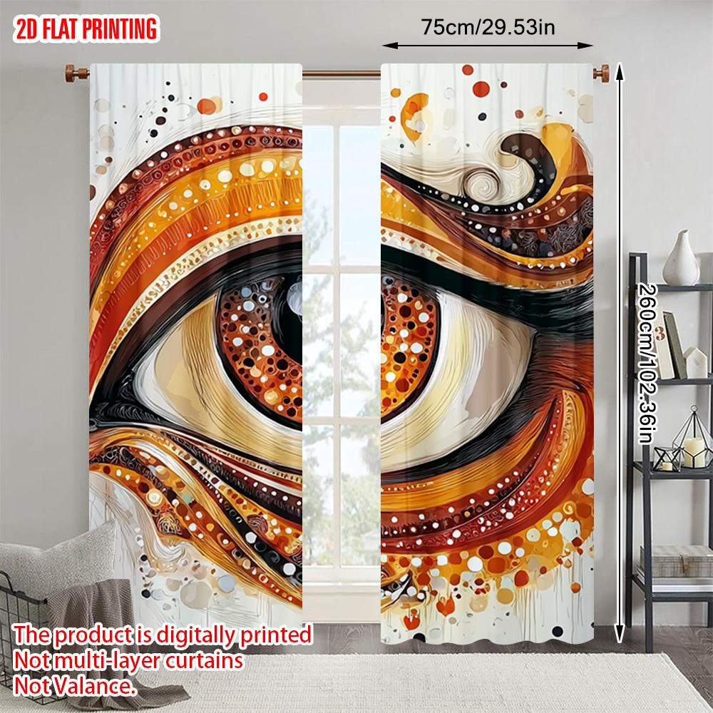 2pcs   Plane Printing Curtains Abstract Eye Polyester Easy Install (without Rod) Home Decor Ldeal for Bedroom Living Room