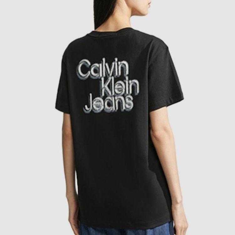 Calvin Klein Logo Print Loose Fit Crew Neck T-Shirt Unisex Tops Black J400316-BEH