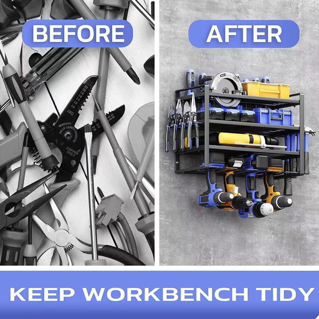 Ράφι Εργαλείων 3 Επιπέδων Επιτοίχιο Θήκη Αποθήκευσης Εργαλείων Χειρός Ηλεκτρικό Δράπανο Βαρέως Τύπου Επιπλέον Ράφι Εργαλείων Οργανωτής Γκαράζ