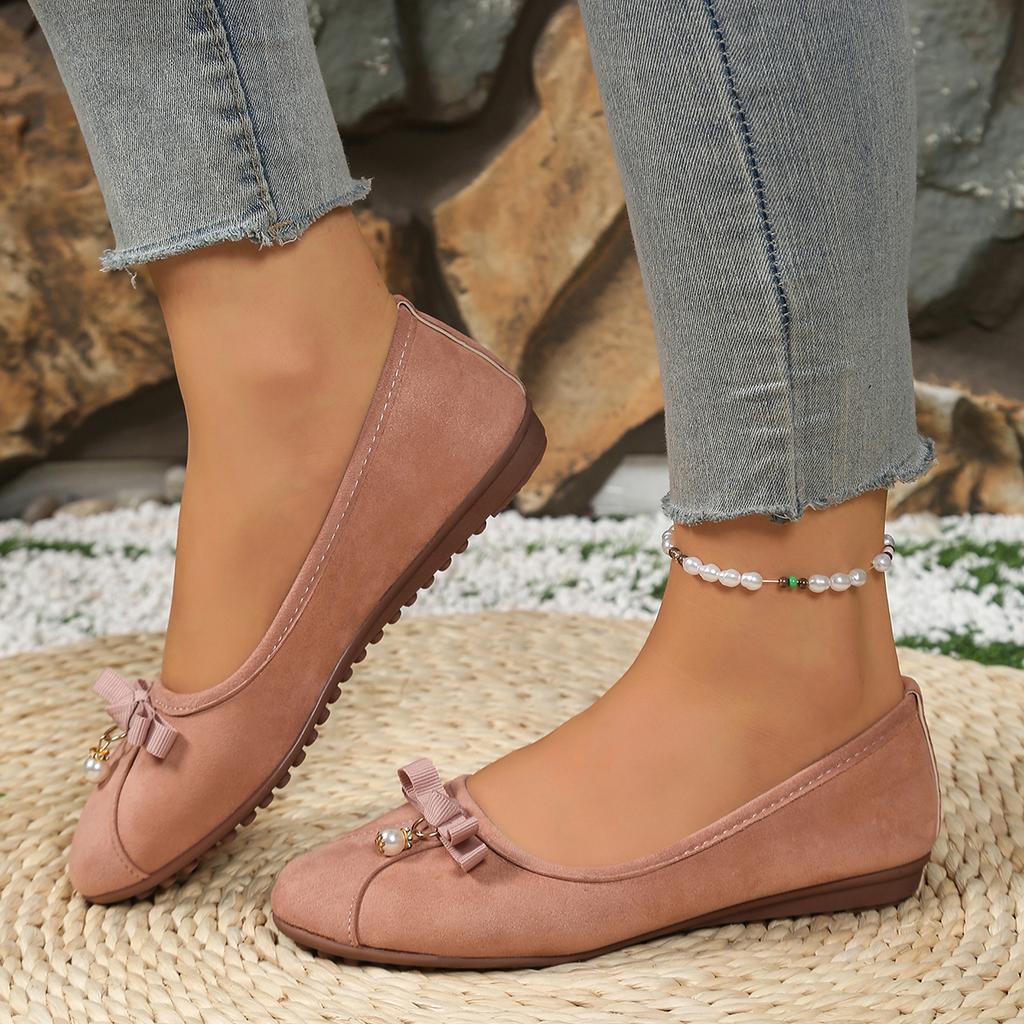 Fashion Women Ballet Flats Shoes Slip on Flat Comfortable Sneakers Women Casual Retro Bow Shoes Women Round Toe Shallow Mouth Loafers