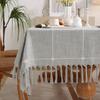 Simple Fabric Plaid Tablecloth Hand-Torn Tassel Imitation Cotton And Linen Dust-Proof Dining Table Mat Decorative Tablecloth Cover Towel